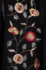 Khalida Silk Black Gold Embroidered Abaya