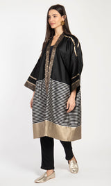 Khalida Silk Black & Gold Abaya