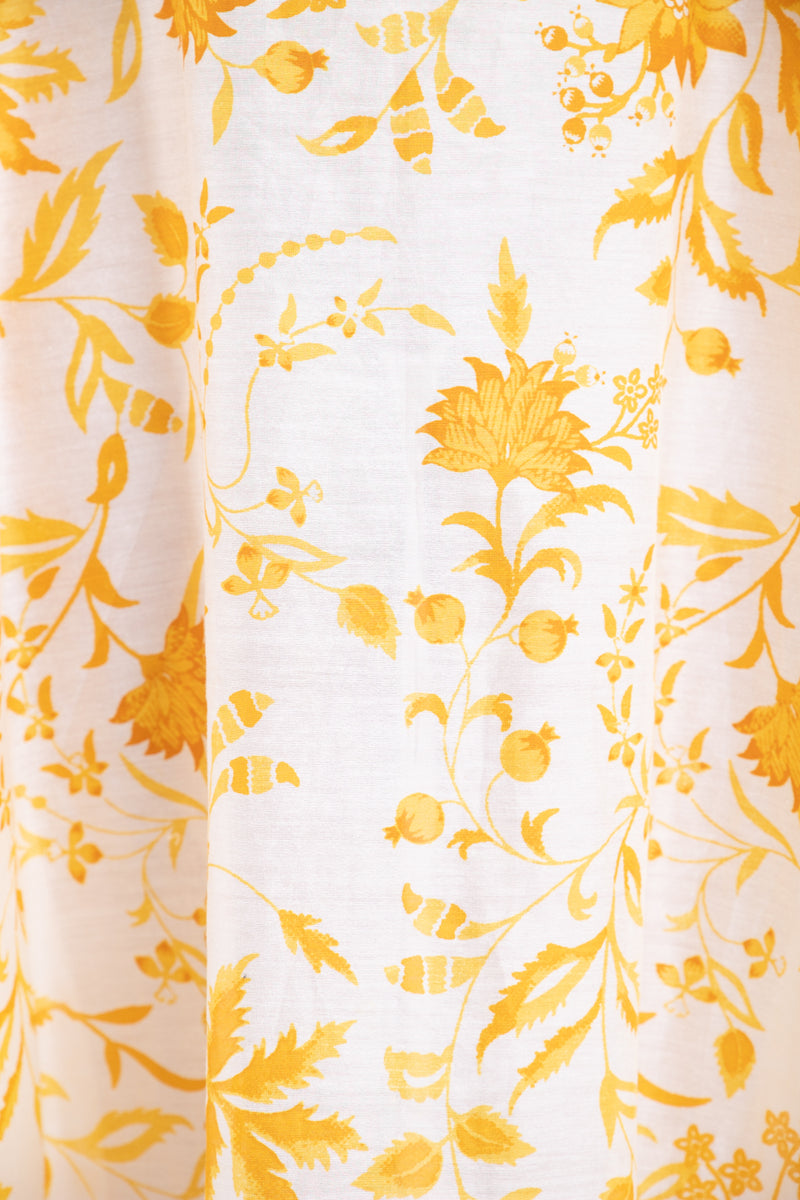 Jomaa Cotton Yellow Printed Flowers Dress