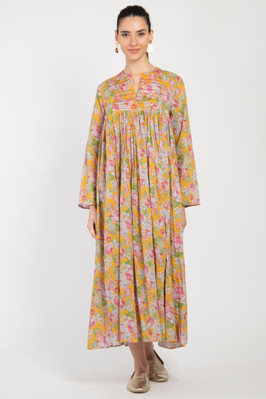 Farida Cotton Yellow Floral Dress