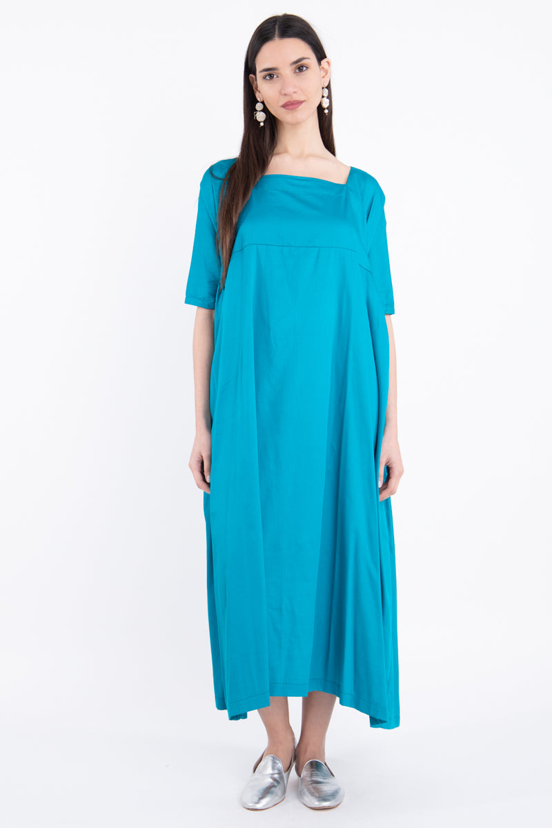 Jomaa Cotton Plain Blue Dress
