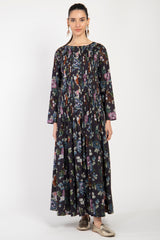 Lea Cotton Floral Black Dress