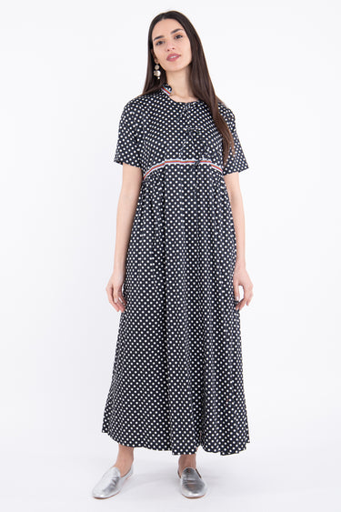 Marie Cotton Black Dress