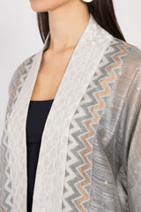 Khalida Handwoven Silk Silver Abaya