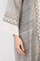 Khalida Handwoven Silk Silver Abaya