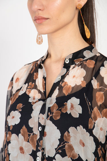 Louna Cotton Silk Tiered Floral Dress