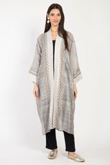 Khalida Handwoven Silk Silver Abaya