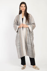 Khalida Handwoven Silk Silver Abaya