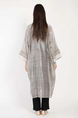 Khalida Handwoven Silk Silver Abaya