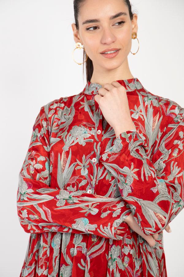 Louna Silk Tiered Red Dress