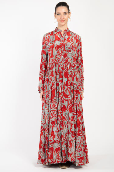 Louna Silk Tiered Red Dress