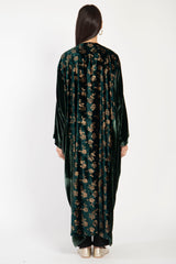 Kim Silk Velvet Green & Gold Abaya