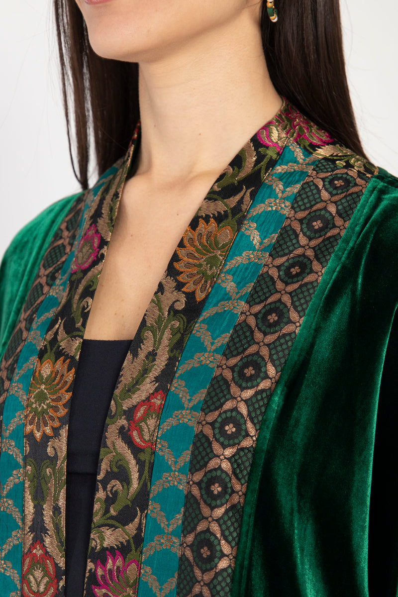 Yasma Silk Velvet Emerald Abaya