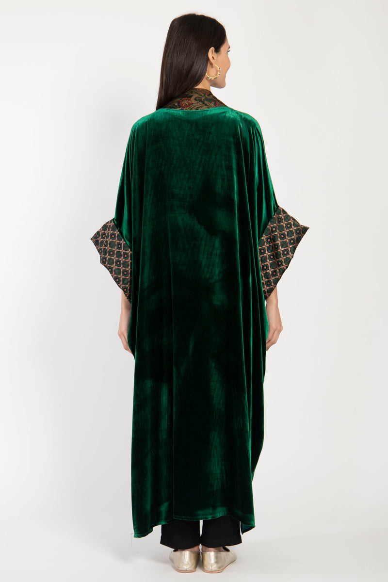 Yasma Silk Velvet Emerald Abaya