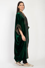 Yasma Silk Velvet Emerald Abaya