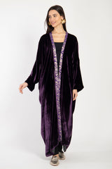 Kim Silk Velvet Purple & Gold Abaya