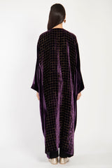 Kim Silk Velvet Purple & Gold Abaya