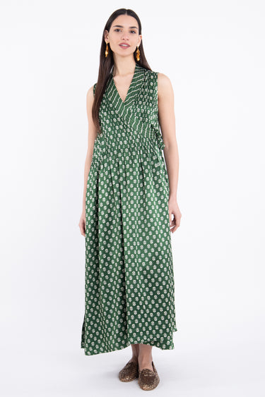 Wadad Cotton Green Sleeveless Dress
