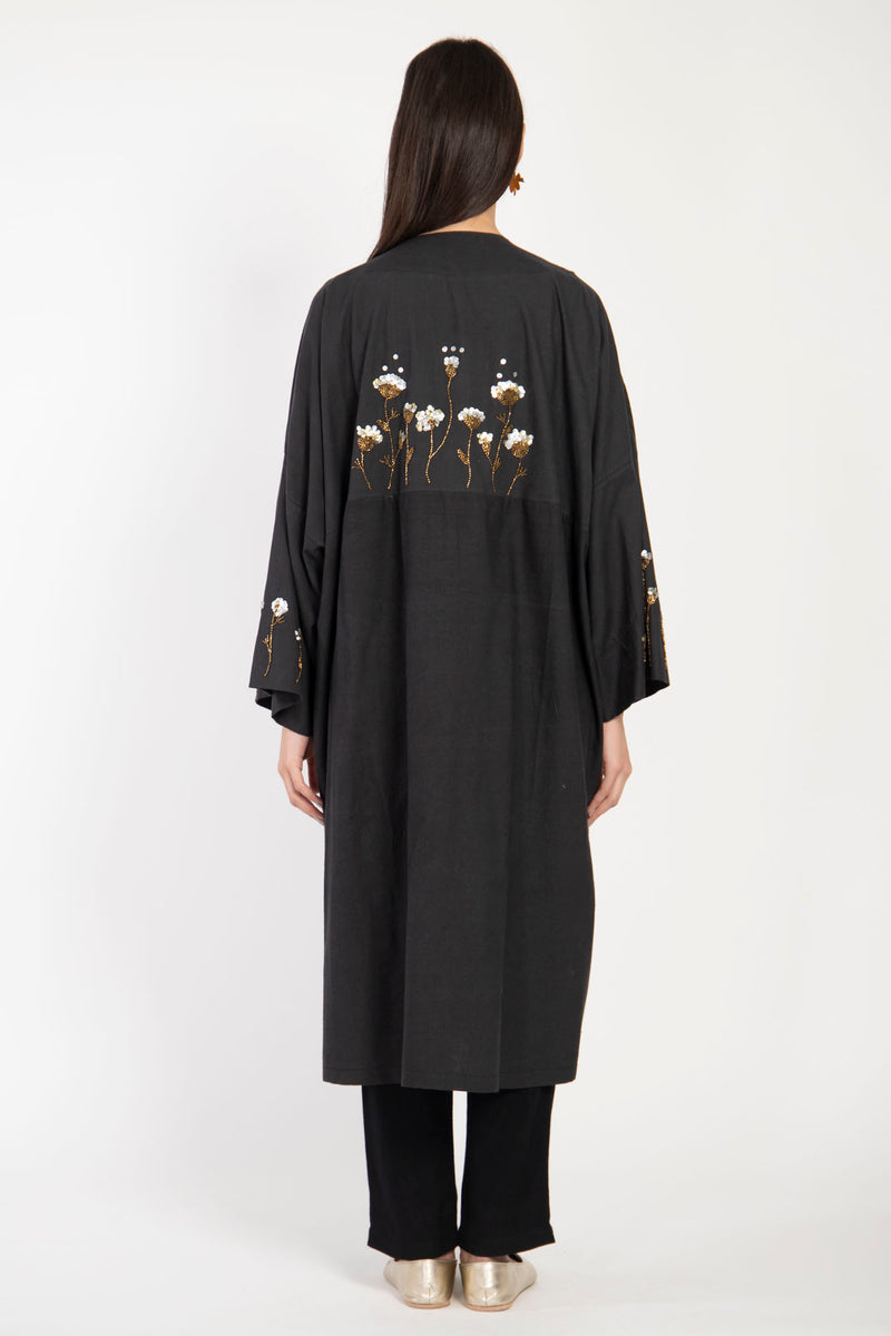 Cartage Cotton Embroidered Black Abaya