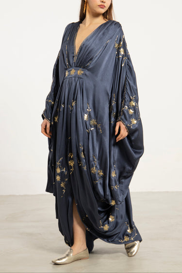 Farah Silk Charcoal Blue Gown Orient 499 Farah Silk Charcoal Blue Gown Orient 499