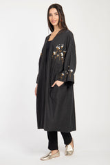 Cartage Cotton Embroidered Black Abaya