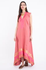 Nahar Linen Pink Sleeveless Dress