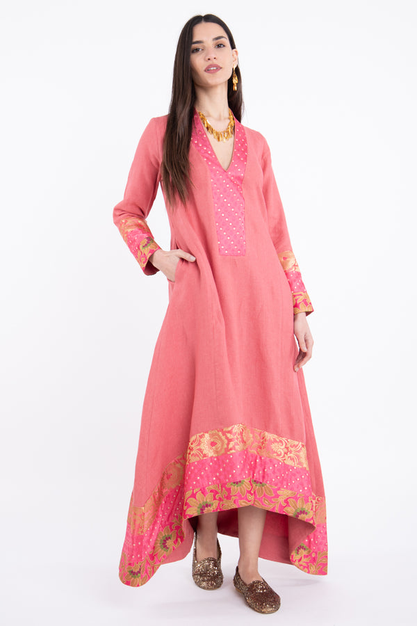 Nahar Linen Pink Dress