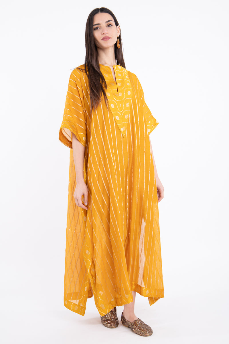Tamara Silk Yellow Striped Dress