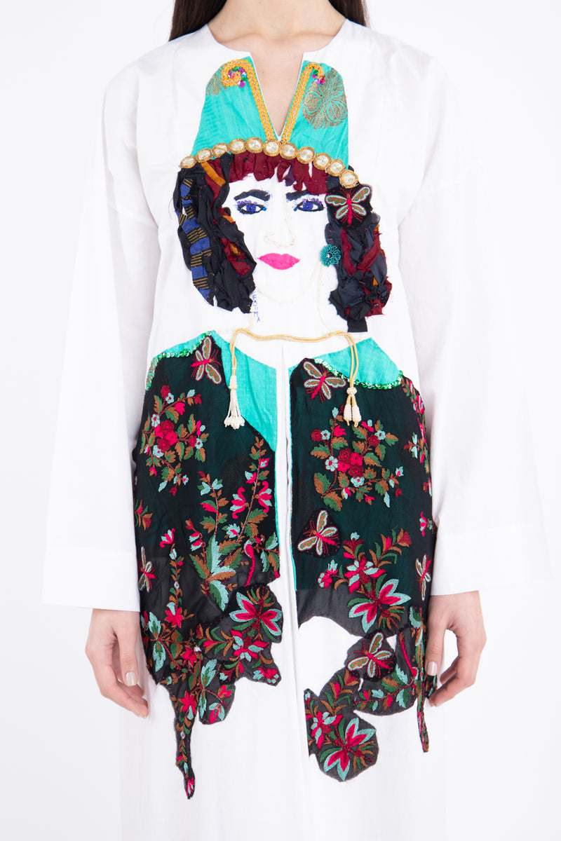 Madame Cape Noire Cotton Embroidered Dress