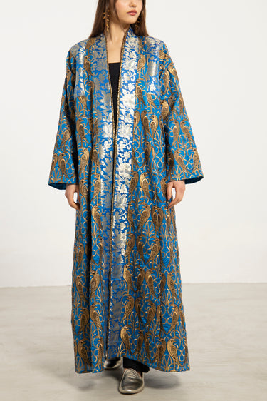 Rim Silk Blue Bird Abaya