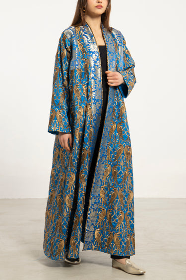 Rim Silk Blue Bird Abaya