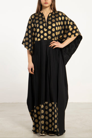 Noujoud Cotton Black & Gold Dots Dress Noujoud Cotton Black & Gold Dots Dress