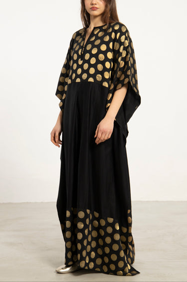 Noujoud Cotton Black & Gold Dots Dress Noujoud Cotton Black & Gold Dots Dress