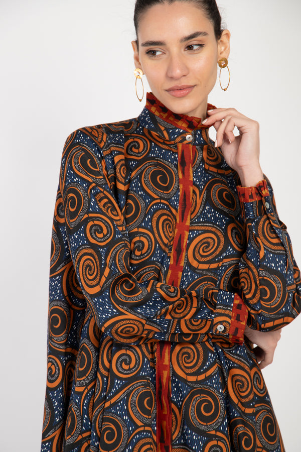 Marwa Cotton Tribal Print Dress