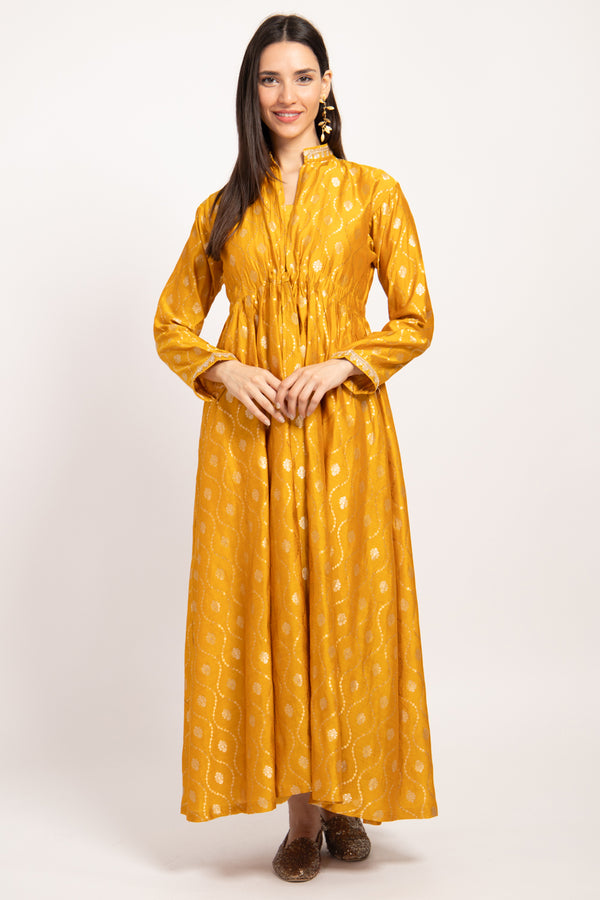 Rayan Silk Yellow And Gold Set