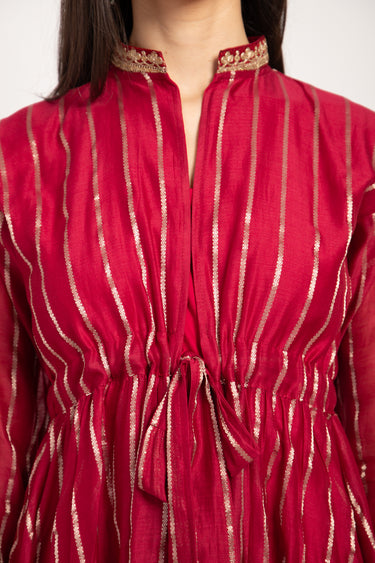 Rayan Silk Red With Gold Set