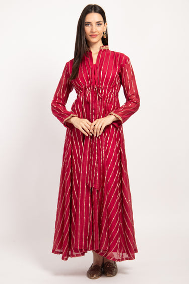 Rayan Silk Red With Gold Set