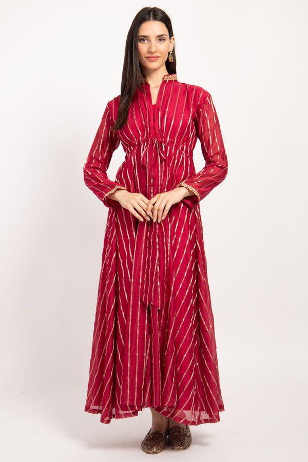 Rayan Silk Red With Gold Dress