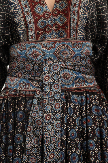 One-Of-a-Kind Sharifa Silk Black & Burgundy Dress