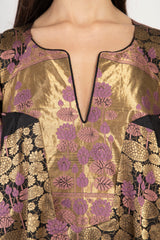 One-Of-A-Kind Rania Silk Gold & Mauve Dress