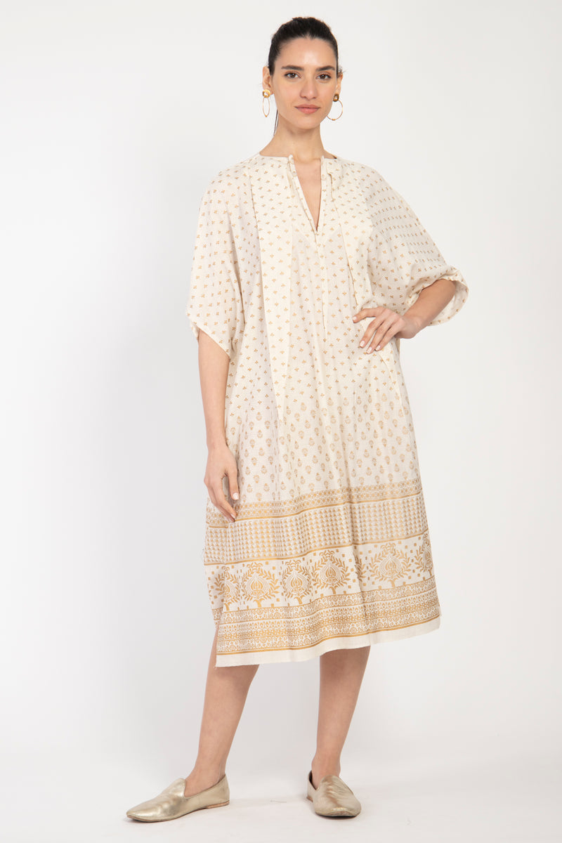 Mira Cotton Canvas Gold Dress