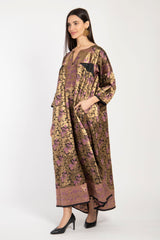 One-Of-A-Kind Rania Silk Gold & Mauve Dress