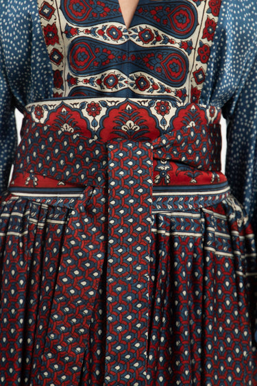 One-Of-a-Kind Sharifa Blue & Burgundy Dress