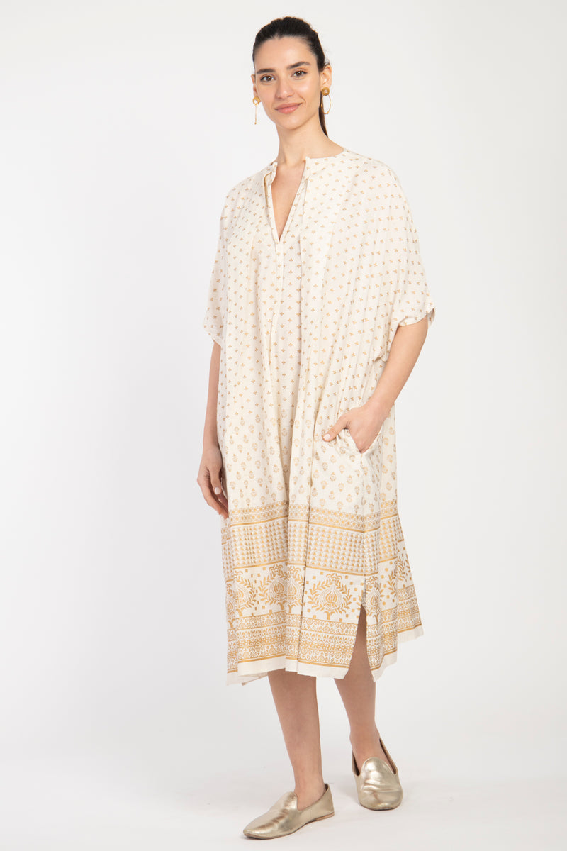 Mira Cotton Canvas Gold Dress