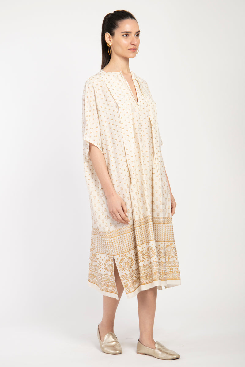 Mira Cotton Canvas Gold Dress