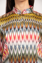 Angie Ikat Printed Multicolor ZigZag Dress