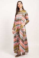 Angie Ikat Printed Multicolor ZigZag Dress