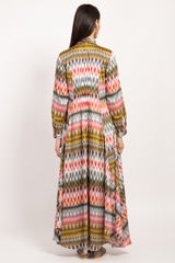 Angie Ikat Printed Multicolor ZigZag Dress