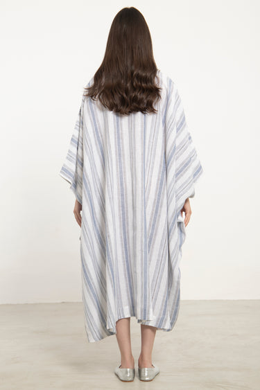Fahed Linen Blue & White Stripe Jellaba