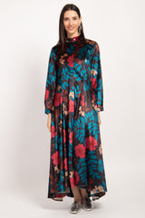 Dress Angie Velvet Navy Printed Flowers Dress